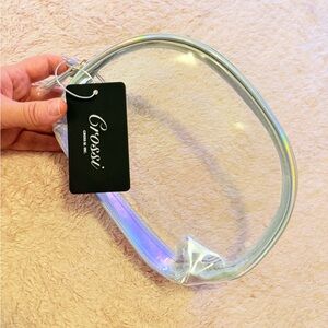NWT Crossi Clear Transparent Monochrome Holographic Cosmetic Bag